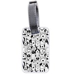 Seamless-pattern-with-black-white-doodle-dogs Luggage Tag (two sides) Back