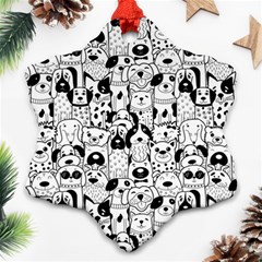 Seamless-pattern-with-black-white-doodle-dogs Ornament (snowflake) by Salman4z