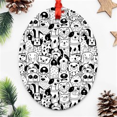 Seamless-pattern-with-black-white-doodle-dogs Oval Filigree Ornament (two Sides) by Salman4z