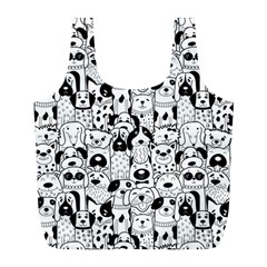 Seamless-pattern-with-black-white-doodle-dogs Full Print Recycle Bag (l) by Salman4z