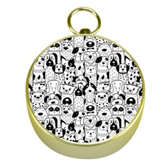 Seamless-pattern-with-black-white-doodle-dogs Gold Compasses by Salman4z