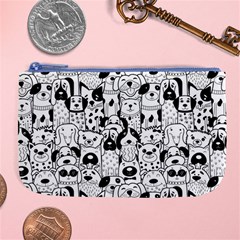 Seamless-pattern-with-black-white-doodle-dogs Large Coin Purse by Salman4z