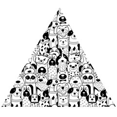 Seamless-pattern-with-black-white-doodle-dogs Wooden Puzzle Triangle by Salman4z