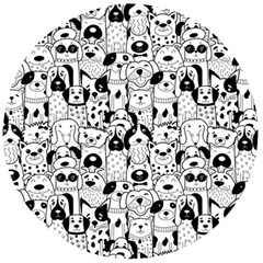 Seamless-pattern-with-black-white-doodle-dogs Wooden Bottle Opener (round) by Salman4z