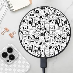 Seamless-pattern-with-black-white-doodle-dogs Wireless Fast Charger(black) by Salman4z