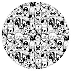 Seamless-pattern-with-black-white-doodle-dogs Round Trivet by Salman4z