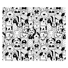 Seamless-pattern-with-black-white-doodle-dogs Premium Plush Fleece Blanket (small) by Salman4z