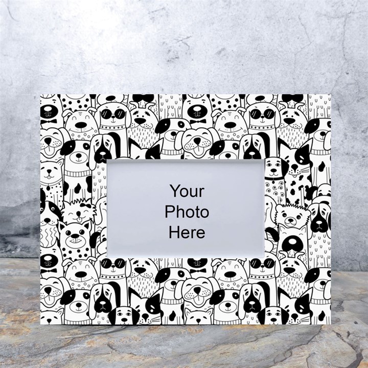 Seamless-pattern-with-black-white-doodle-dogs White Tabletop Photo Frame 4 x6 