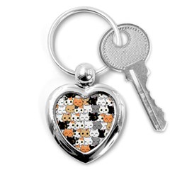 Cute-cat-kitten-cartoon-doodle-seamless-pattern Key Chain (heart) by Salman4z