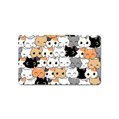 Cute-cat-kitten-cartoon-doodle-seamless-pattern Magnet (name Card) by Salman4z