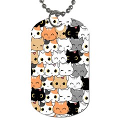 Cute-cat-kitten-cartoon-doodle-seamless-pattern Dog Tag (one Side) by Salman4z