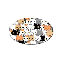 Cute-cat-kitten-cartoon-doodle-seamless-pattern Sticker Oval (10 Pack) by Salman4z