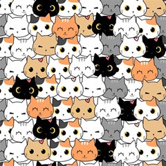 Cute-cat-kitten-cartoon-doodle-seamless-pattern Play Mat (square) by Salman4z