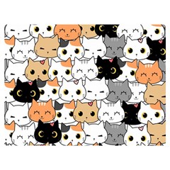 Cute-cat-kitten-cartoon-doodle-seamless-pattern Two Sides Premium Plush Fleece Blanket (extra Small) by Salman4z