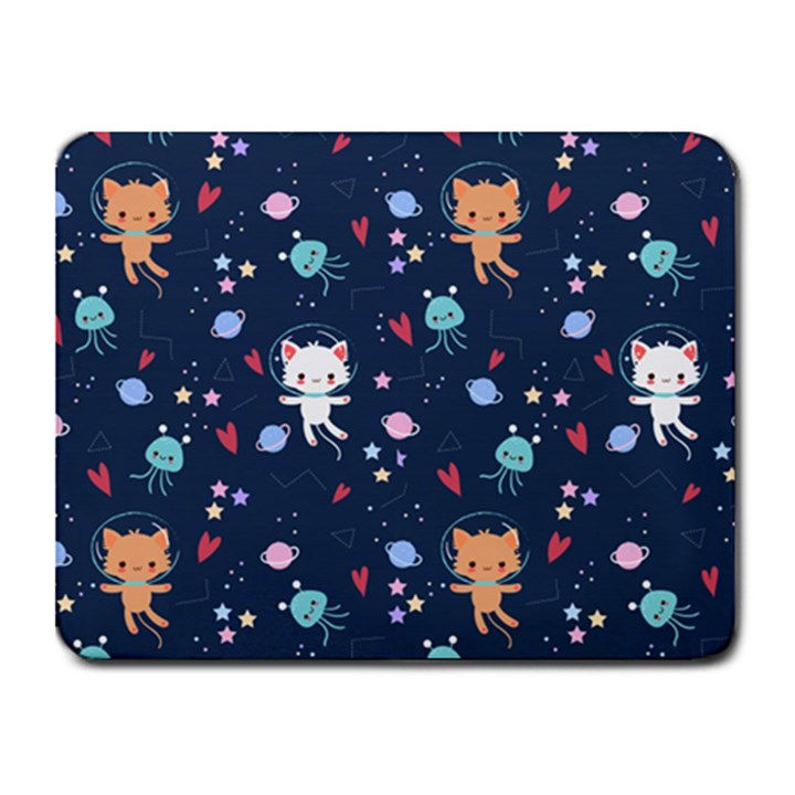 Cute-astronaut-cat-with-star-galaxy-elements-seamless-pattern Small Mousepad