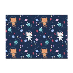 Cute-astronaut-cat-with-star-galaxy-elements-seamless-pattern Sticker A4 (10 Pack) by Salman4z