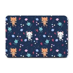 Cute-astronaut-cat-with-star-galaxy-elements-seamless-pattern Small Doormat by Salman4z