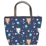 Cute-astronaut-cat-with-star-galaxy-elements-seamless-pattern Bucket Bag Back