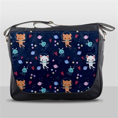 Cute-astronaut-cat-with-star-galaxy-elements-seamless-pattern Messenger Bag by Salman4z