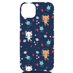 Cute-astronaut-cat-with-star-galaxy-elements-seamless-pattern Iphone 14 Plus Black Uv Print Case by Salman4z