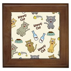 Happy-cats-pattern-background Framed Tile by Salman4z