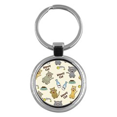 Happy-cats-pattern-background Key Chain (round) by Salman4z