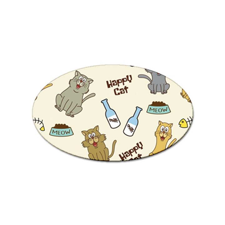 Happy-cats-pattern-background Sticker Oval (10 pack)