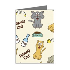 Happy-cats-pattern-background Mini Greeting Card by Salman4z