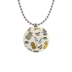 Happy-cats-pattern-background 1  Button Necklace by Salman4z