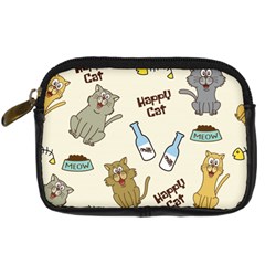 Happy-cats-pattern-background Digital Camera Leather Case by Salman4z