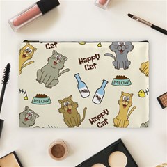 Happy-cats-pattern-background Cosmetic Bag (large) by Salman4z