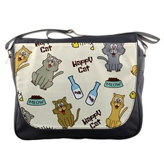 Happy-cats-pattern-background Messenger Bag by Salman4z