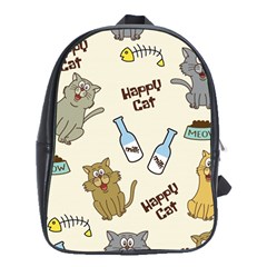 Happy-cats-pattern-background School Bag (xl) by Salman4z