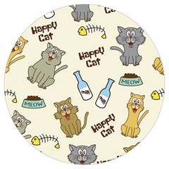 Happy-cats-pattern-background Round Trivet by Salman4z