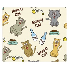 Happy-cats-pattern-background Premium Plush Fleece Blanket (small) by Salman4z