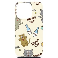 Happy-cats-pattern-background Iphone 14 Pro Black Uv Print Case by Salman4z