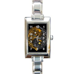 Yin-yang-owl-doodle-ornament-illustration Rectangle Italian Charm Watch by Salman4z