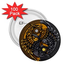 Yin-yang-owl-doodle-ornament-illustration 2 25  Buttons (100 Pack)  by Salman4z