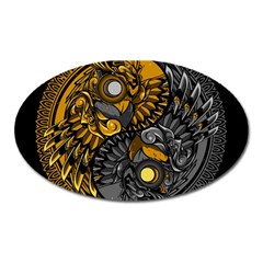 Yin-yang-owl-doodle-ornament-illustration Oval Magnet by Salman4z