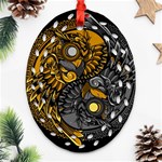 Yin-yang-owl-doodle-ornament-illustration Ornament (Oval Filigree) Front