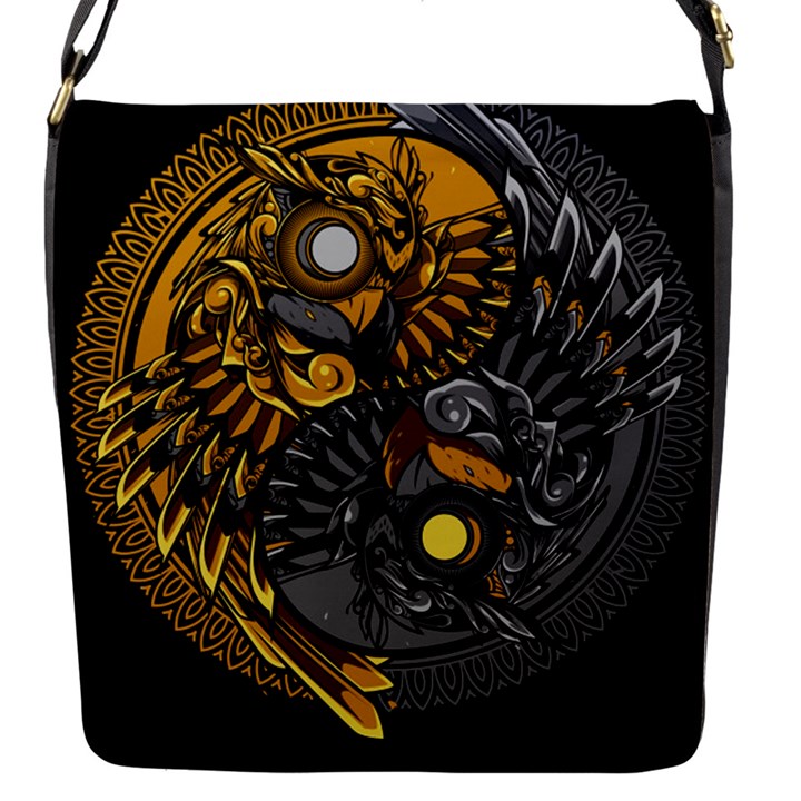 Yin-yang-owl-doodle-ornament-illustration Flap Closure Messenger Bag (S)