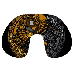 Yin-yang-owl-doodle-ornament-illustration Travel Neck Pillow by Salman4z