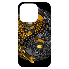 Yin-yang-owl-doodle-ornament-illustration Iphone 14 Pro Black Uv Print Case by Salman4z