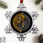 Yin-yang-owl-doodle-ornament-illustration Metal Large Snowflake Ornament Front