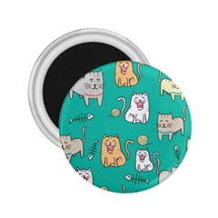 Seamless-pattern-cute-cat-cartoon-with-hand-drawn-style 2 25  Magnets by Salman4z