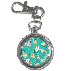 Seamless-pattern-cute-cat-cartoon-with-hand-drawn-style Key Chain Watches by Salman4z