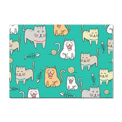 Seamless-pattern-cute-cat-cartoon-with-hand-drawn-style Sticker A4 (10 Pack) by Salman4z