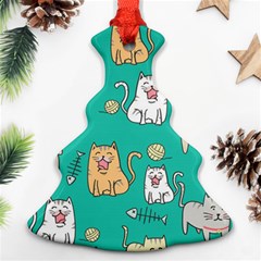 Seamless-pattern-cute-cat-cartoon-with-hand-drawn-style Christmas Tree Ornament (two Sides) by Salman4z