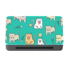 Seamless-pattern-cute-cat-cartoon-with-hand-drawn-style Memory Card Reader With Cf by Salman4z