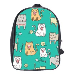 Seamless-pattern-cute-cat-cartoon-with-hand-drawn-style School Bag (xl) by Salman4z